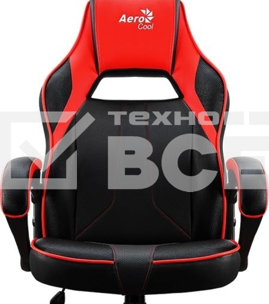 Кресло игровое AEROCOOL AС40C AIR, на колесиках, полиуретан, черный/красный aс40c black red