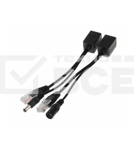 Passive PoE инжектор и сплиттер до 60V. Комплект позволяет подать данные и питание на IP устройства без поддержки PoE. Рабочее напряжение: 5V-60V DC. Скорость передачи данных: 10/100 Мбит/с. Пины питаниия PoE: 4,5(+) 7,8(-). Разъем для данных: RJ45 (8P8C)