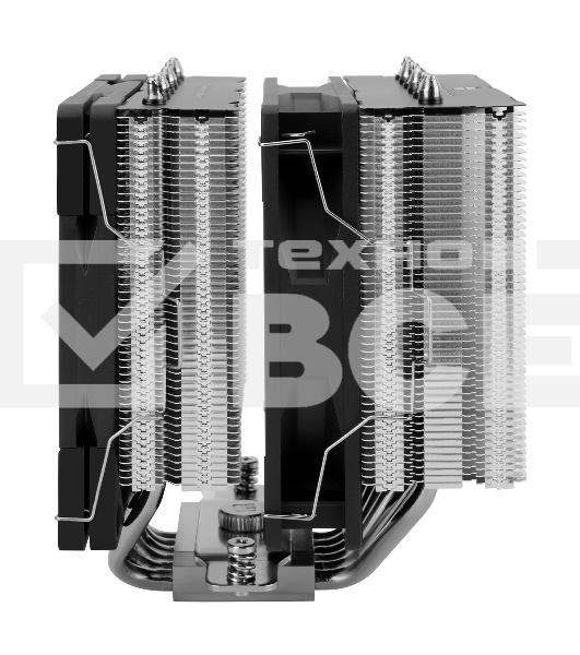 Кулер для процессора Thermalright Royal Knight 120 SE (4-pin PWM, 155мм, Ni/Cu, 6x6мм, 2x120мм, 66.17CFM/59CFM, 25.6dBA/26.1dBA, 1500RPM/1800RPM, S: 1200, 1700, 1851, 115X, AM4, AM5, silver, black)