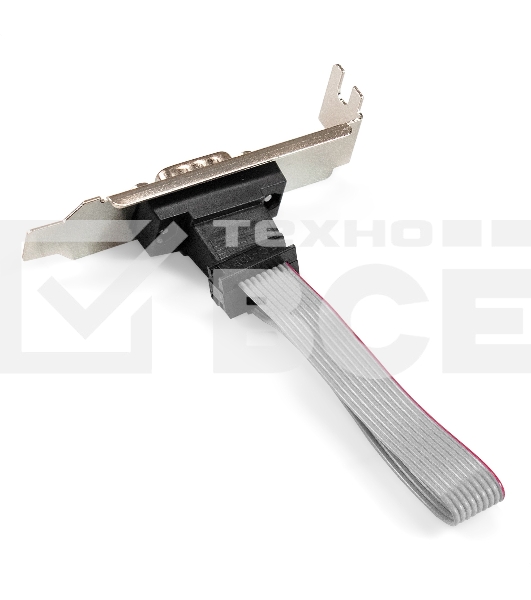 Планка портов в корпус 1xCOM ExeGate BrctDB91-LP (Com 10-pin (F) --> RS232 DB9 Male, кабель 20см, Low Profile)