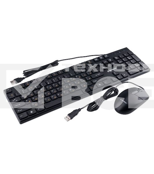 Комплект клавиатура+мышь Gembird KBS-9050L проводной, USB, 1000 DPI, чёрный