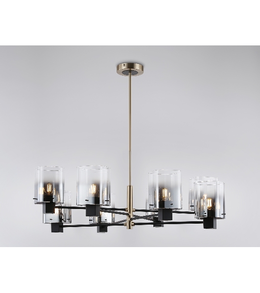 Люстра Ambrella light LH57043/8 BK/DBS/SM черный/темная латунь/дымчатый E14/8 max 40W D830*710