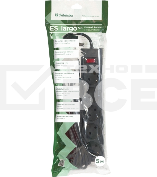Сетевой фильтр Defender5M ES LARGO 5OUTL.