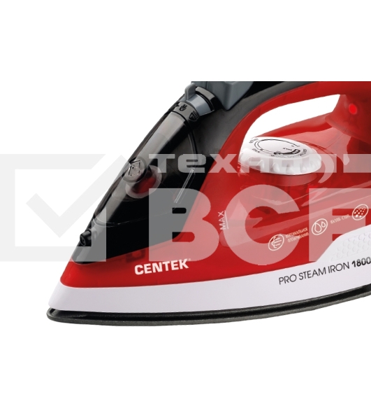 Утюг Centek CT-2347 RED 1800Вт, антипригар. подошва, паровой удар, самоочистка, 200мл