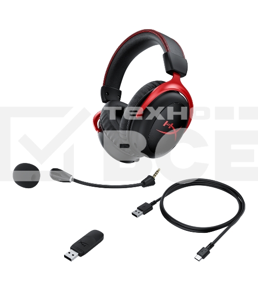 Наушники с микрофоном HyperX Cloud II черный/красный 1м мониторные оголовье (4P5M0AA)