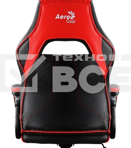 Кресло игровое AEROCOOL AС40C AIR, на колесиках, полиуретан, черный/красный aс40c black red