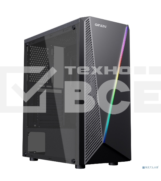 Компьютерный корпус Ginzzu SL150 панель с RGb подсветкой