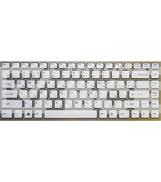 Клавиатура для ноутбука Sony Vaio VPC-Y белый с серебристой рамкой