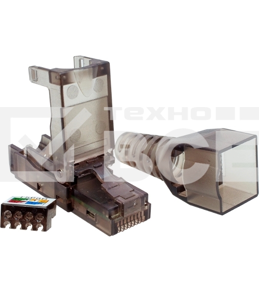 Коннектор Suprlan 10-0239-1, UTP кат.6A RJ45, с защитным колпачком, прозрачный
