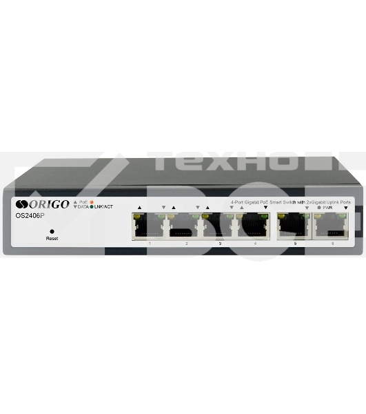 Коммутатор Smart Managed L2 PoE Switch 4 x 1000Base-T PoE+, 2 x 1000Base-T, PoE-60W budget