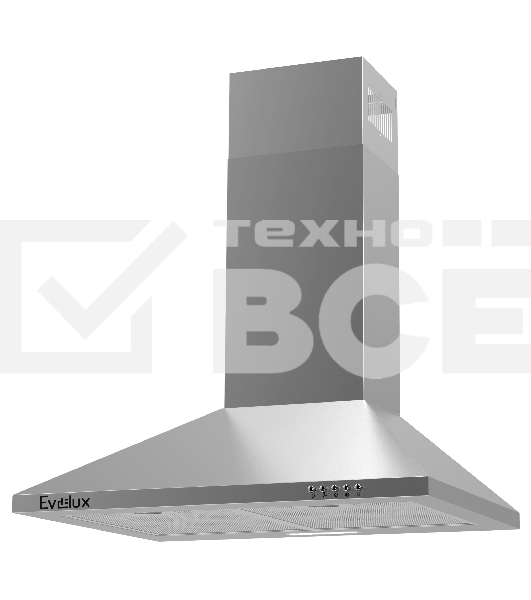 Купольная вытяжка Evelux Favorite 60 X, 60 см, 3 скорости, производительность 750 м3/ч, кнопочное управление, цвет нержавеющая сталь