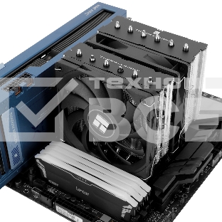 Кулер для процессора Thermalright Royal Knight 120 SE (4-pin PWM, 155мм, Ni/Cu, 6x6мм, 2x120мм, 66.17CFM/59CFM, 25.6dBA/26.1dBA, 1500RPM/1800RPM, S: 1200, 1700, 1851, 115X, AM4, AM5, silver, black)