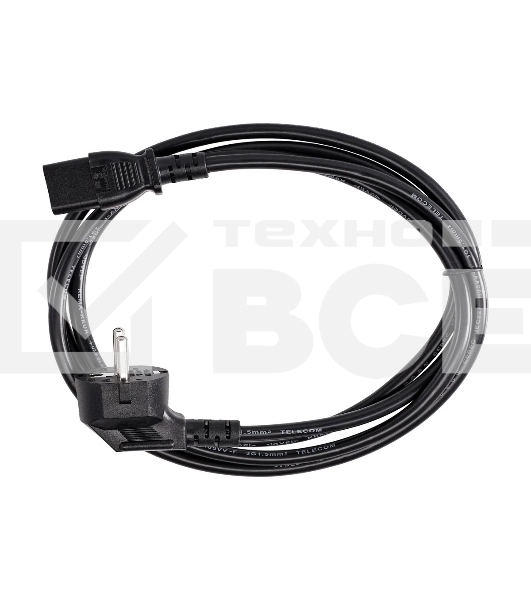 Кабель комп - розетка 220V EU (угловой) 3GX1,5mm2, 1,8m, медь, Telecom