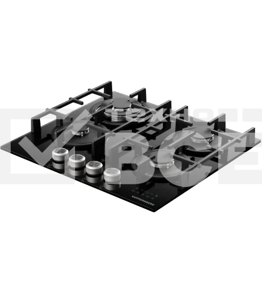 Варочная поверхность Kuppersberg FG 68 B газ, High-Tech, 60 см, автоматический электроподжиг, газ-контроль, форсунки под сжиженый газ, механическое/сенсорное управление, таймер, блокировка панели управления, подсветка панели управления, SABAF конфорки, чугунные решетки, цвет черный, цвет фурнитуры черно-серебристый