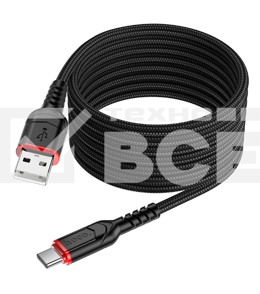 Кабель USB2.0 Hoco AM/Type-C, 3А, X59, 2м, черный, коробка