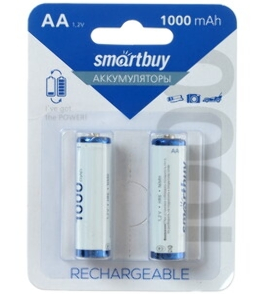Аккумулятор Smartbuy AA/2BL 1000 mAh (24/240) (SBBR-2A02BL1000) (2шт. в уп-ке)