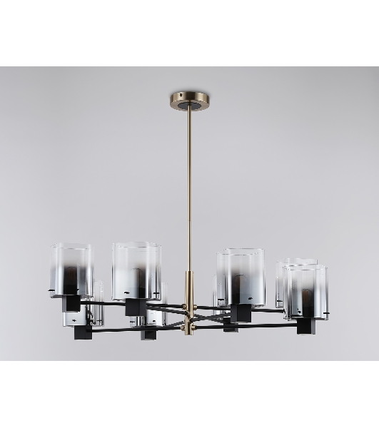 Люстра Ambrella light LH57043/8 BK/DBS/SM черный/темная латунь/дымчатый E14/8 max 40W D830*710