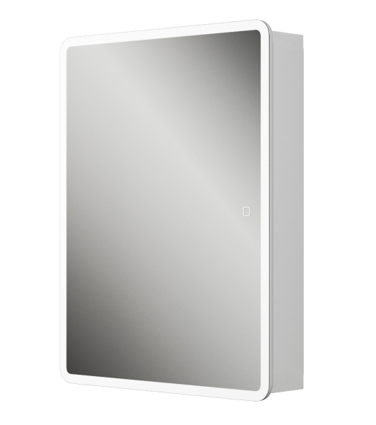 Зеркальный шкаф Bau Stil 60х80, LED подсветка, сенсор, плавное закрывание, оборачиваемый