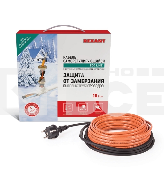 Греющий саморегулирующийся кабель (в трубу) 10HTM2-CT (20м/200Вт)  Rexant