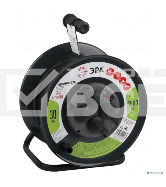 Удлинитель силовой RMx-4es-3x1.5-30m-IP44(KG) на метал. катушке с/з 4гнезда 30м КГ 3х1.5 Эра Б0046844