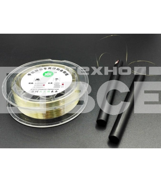 Леска (струна) для отделения защитных стекол 0,08 мм с ручками 100м