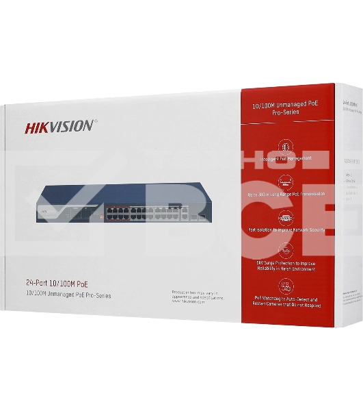 Коммутатор Hikvision DS-3E0326P-E(C) (L2) 24x1 Гбит/с 2xКомбо(1000BASE-T/SFP) 2SFP 24PoE 370W неуправляемый