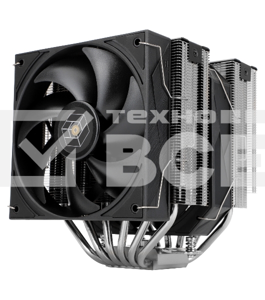 Кулер для процессора Thermalright Royal Pretor 130 (4-pin PWM, 158mm, Ni/Cu, 6x6mm, 1x120+1x130mm, 80.45CFM/81.88CFM, 29.4dBA/28.3dBA, 2150PM/1750RPM, S: 1200, 1700, 1851, 2011, 2066, 115X, AM4, AM5, silver, black)