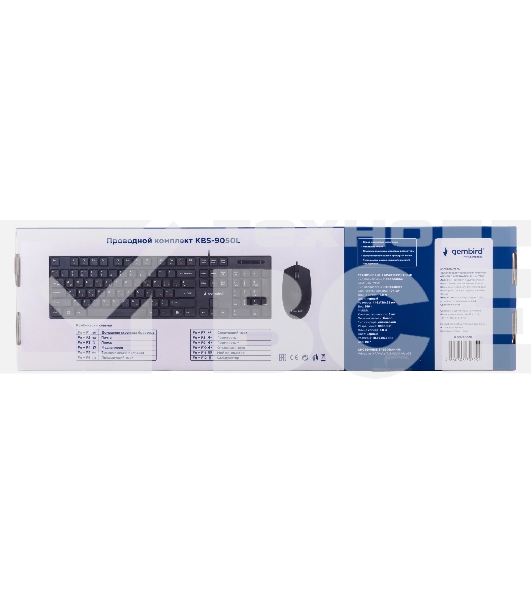 Комплект клавиатура+мышь Gembird KBS-9050L проводной, USB, 1000 DPI, чёрный
