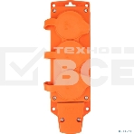 Розетка (колодка) Rexant влагозащищенная с крышкой 3 гнезда COMPACT, с/з, 16А, IP54, каучук, оранжевый, фото3
