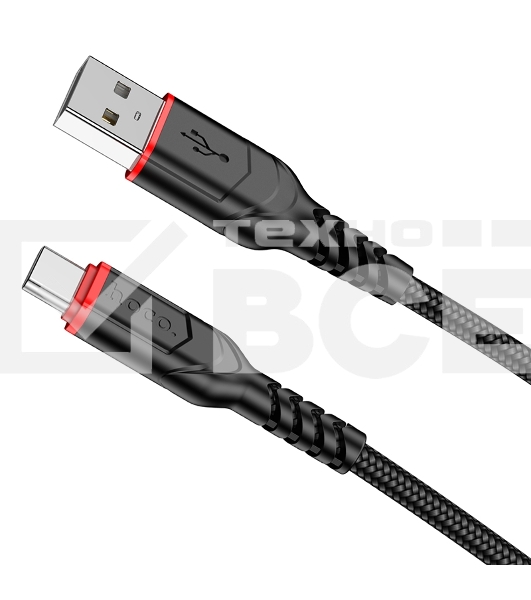 Кабель USB2.0 Hoco AM/Type-C, 3А, X59, 2м, черный, коробка