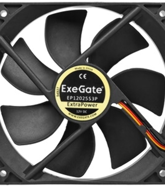 Вентилятор для корпуса ExeGate ExtraPower EP12025S3PM черный, 120 мм, 1800 об/мин, 28 дБ, 3 pin