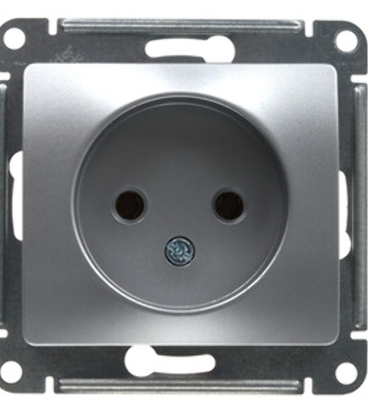 Механизм розетки 1-м СП Glossa 16А IP20 без заземл. алюм. SchE GSL000341