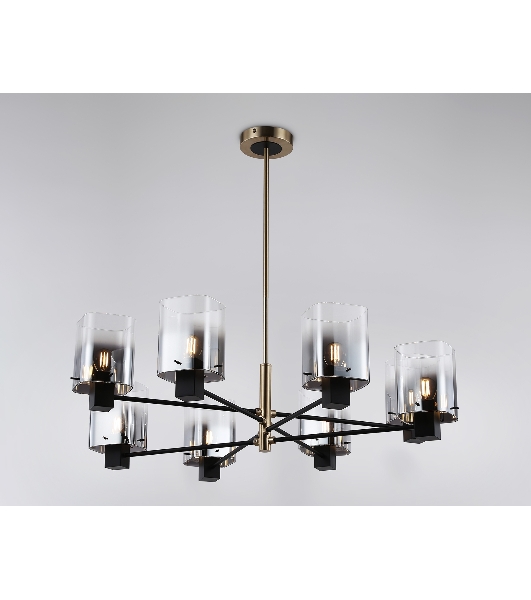 Люстра Ambrella light LH57043/8 BK/DBS/SM черный/темная латунь/дымчатый E14/8 max 40W D830*710
