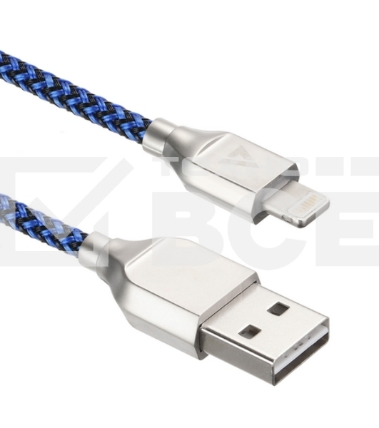 Кабель USB ACD-Titan Lightning ~ USB-A Нейлон, 1м, сине-черный (ACD-U927-P5L)