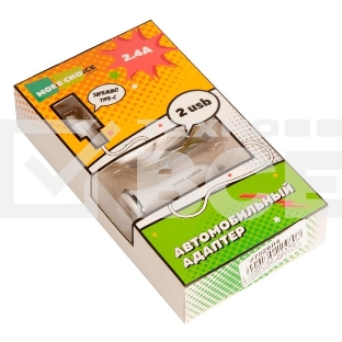 Автомобильная зарядка (от прикуривателя) 2USB 2.4A для Type-C More choice AC22a, белый