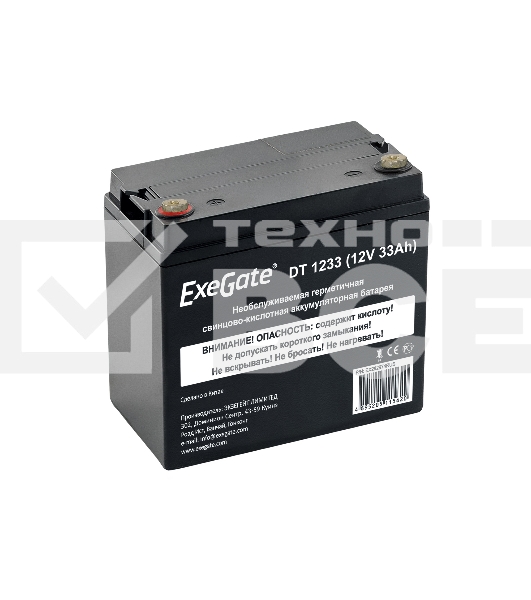 Аккумуляторная батарея ExeGate DT 1233 (12V 33Ah, под болт М6)