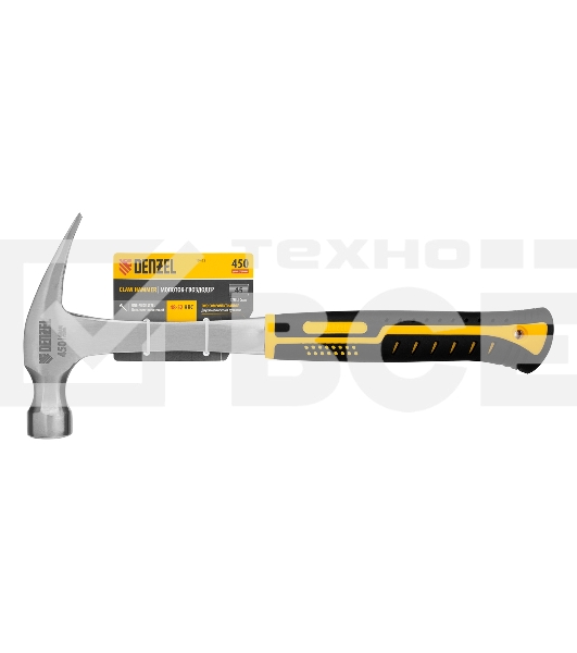 Молоток-гвоздодер Denzel 10423 450 г, цельнометаллический, двухкомпонентная рукоятка