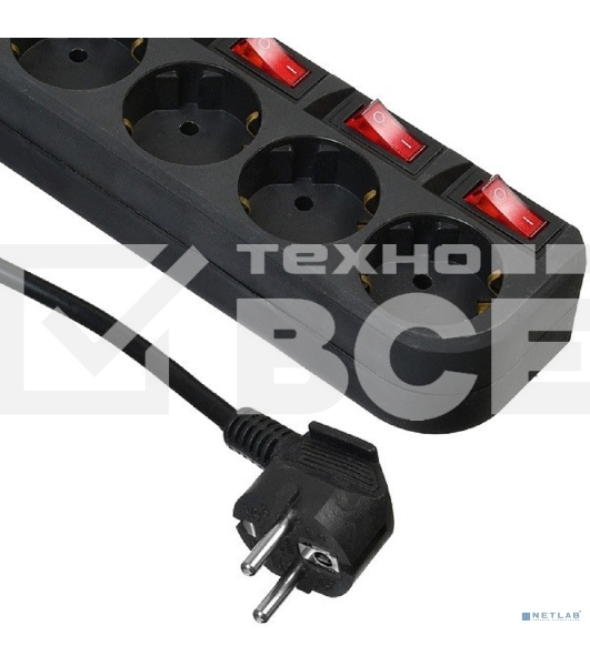 Сетевой фильтр Buro 500SH-1.8-SW-B 1.8м (5 розеток) черный (коробка)