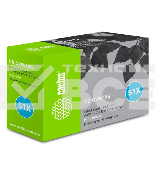 Картридж лазерный Cactus CS-Q7551XS черный (13000 стр.) для HP Laser Jet P3005/M3027/M3035