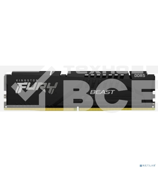 Оперативная память Kingston Fury Beast, DDR5, 16GB (1x16GB), 6000MHz, CL30, с радиатором, черный