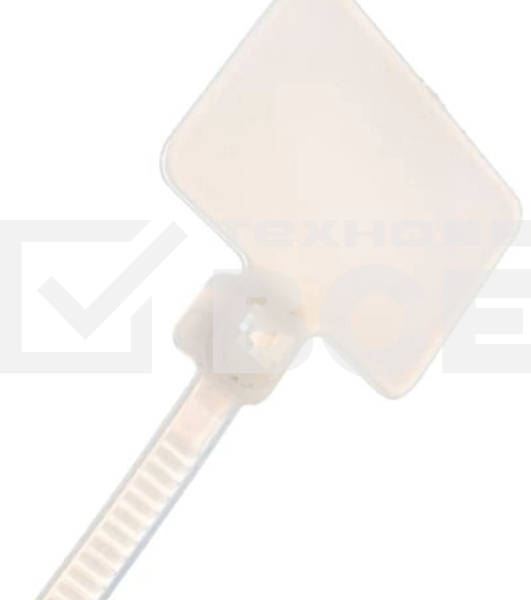 Стяжка пластиковая нейлоновая с площадкой для маркировки 3,6х205 мм, белый, 100 шт