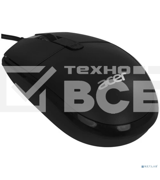 Мышь проводная Acer OMW401 черный, 2000 dpi, USB, кнопки - 4