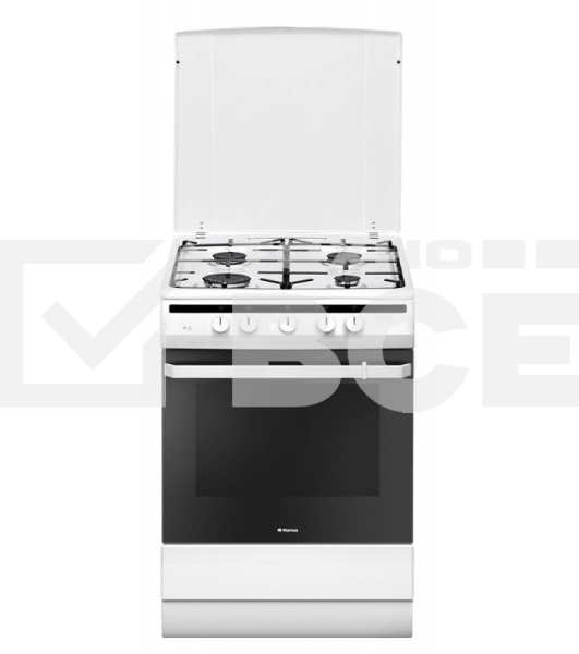 Плита газовая Hansa FCGW61000 белый, конфорок 4 шт, духовка 58 л, 60 см x 85 см x 60 см