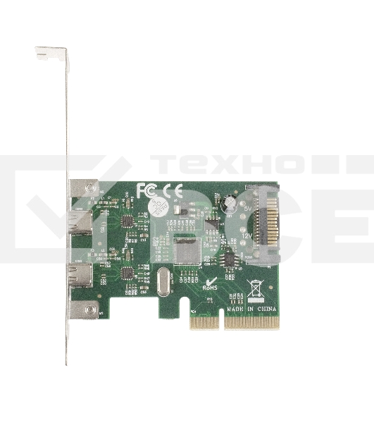 Контроллер ExeGate EXE-313 PCI-Ex4, 2*USB3.1 Type-C ext, разъем доп.питания (OEM)