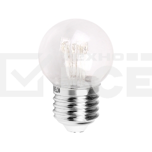 Лампа шар e27 6 LED Ø45мм - желтая, прозрачная колба, эффект лампы накаливания