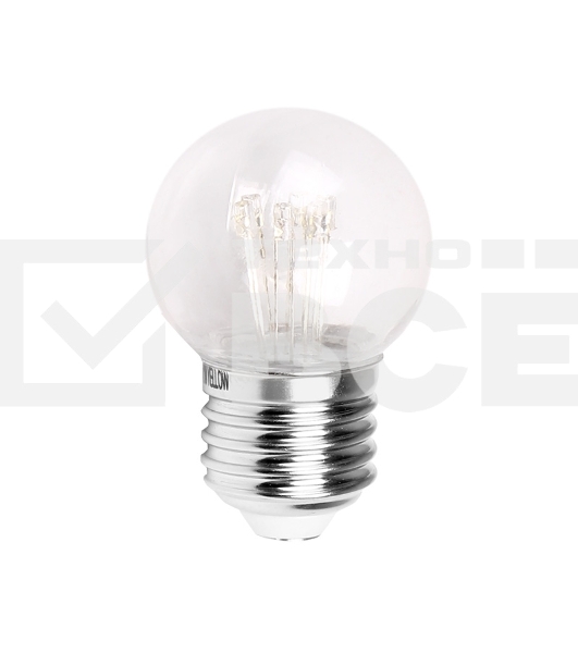 Лампа шар e27 6 LED Ø45мм - желтая, прозрачная колба, эффект лампы накаливания