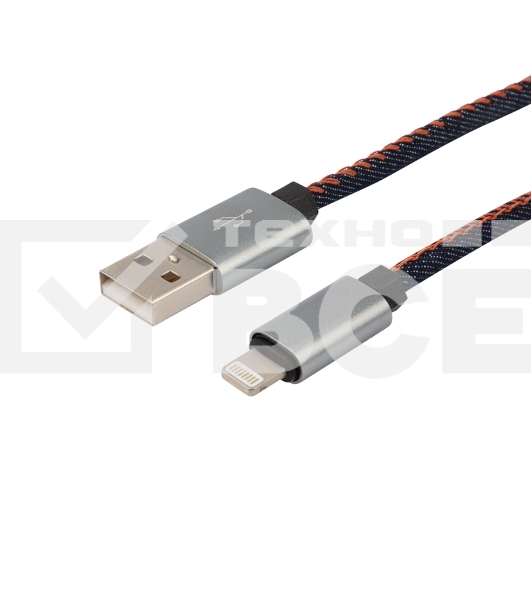 Кабель Rexant (18-4248) USB кабель для iPhone 5/6/7 моделей, шнур в джинсовой оплетке 