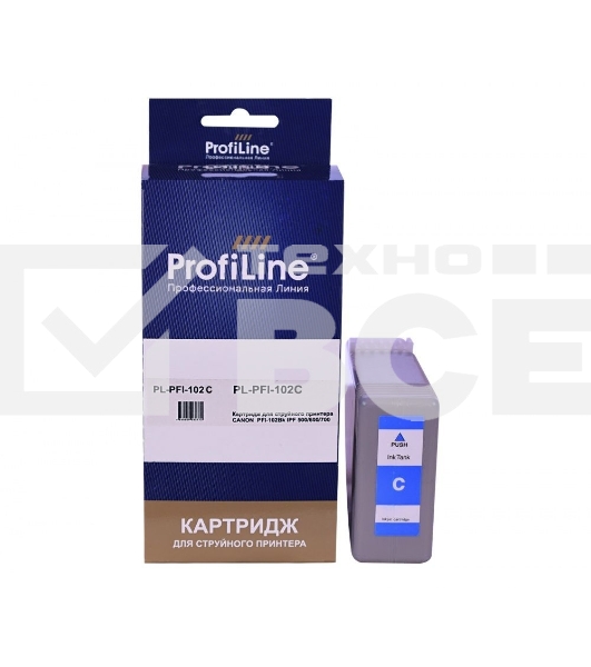 Струйный картридж PL-PFI-102C для принтеров Canon IPF510/IPF605/IPF610/IPF650/IPF655/IPF710/IPF750/IPF755/IPF760/IPF765 с чернилами Cyan ProfiLine