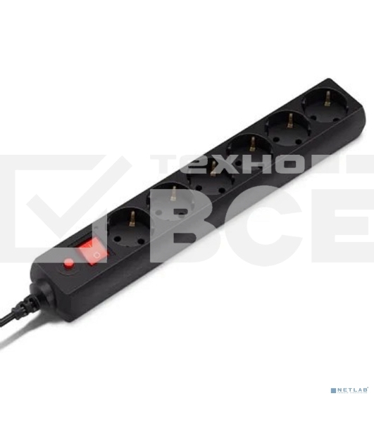 Сетевой фильтр Buro 600SH-3-B 3м (6 розеток) черный (коробка)