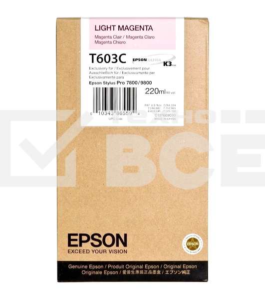 Картридж струйный Epson C13T603C00 светло-пурпурный (220 мл) для Epson St Pro 7800/9800